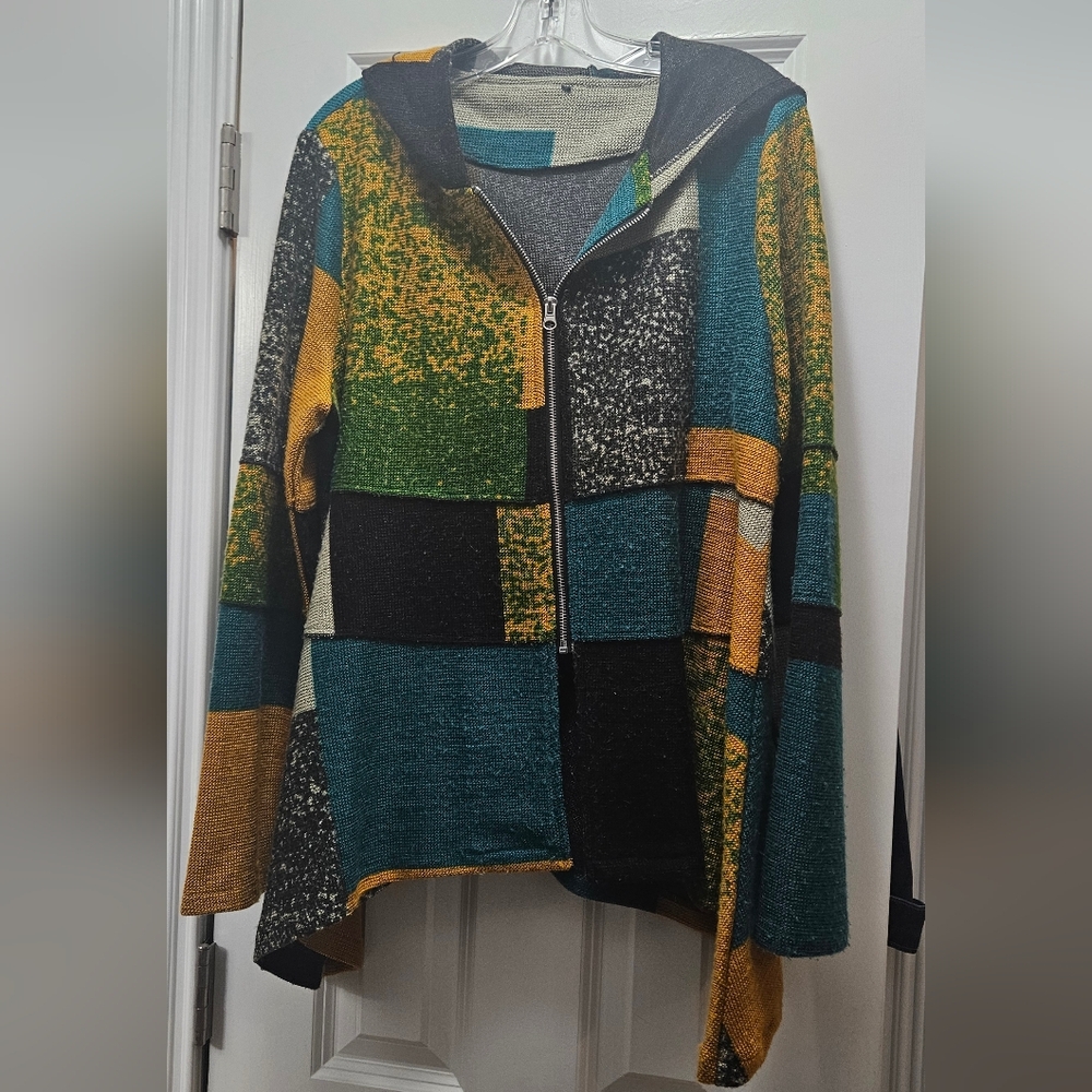 Colorful Patchwork Zip-Up Jacket
